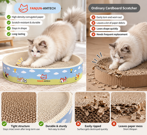 3-in-1 Oval Cardboard Cat Scratcher Set | Free Shipping in CA