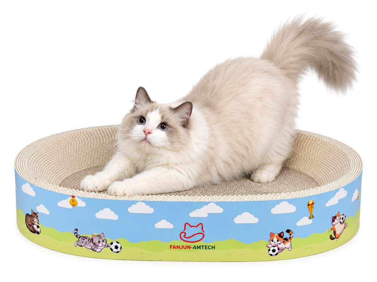 3-in-1 Oval Cardboard Cat Scratcher Set | Free Shipping in CA