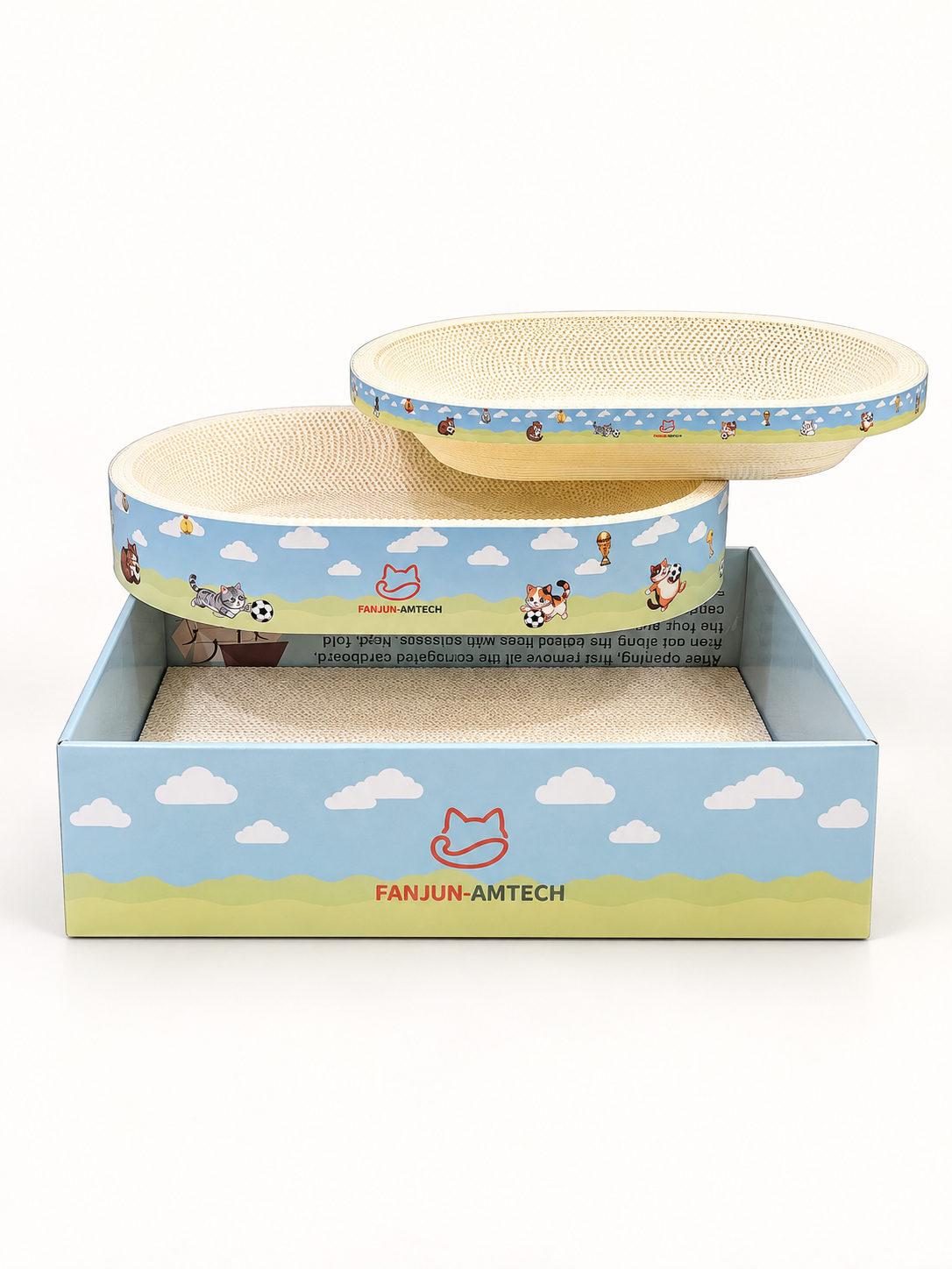 3-in-1 Oval Cardboard Cat Scratcher Set | Free Shipping in CA